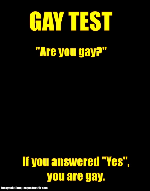 If you answered YES, you are gay